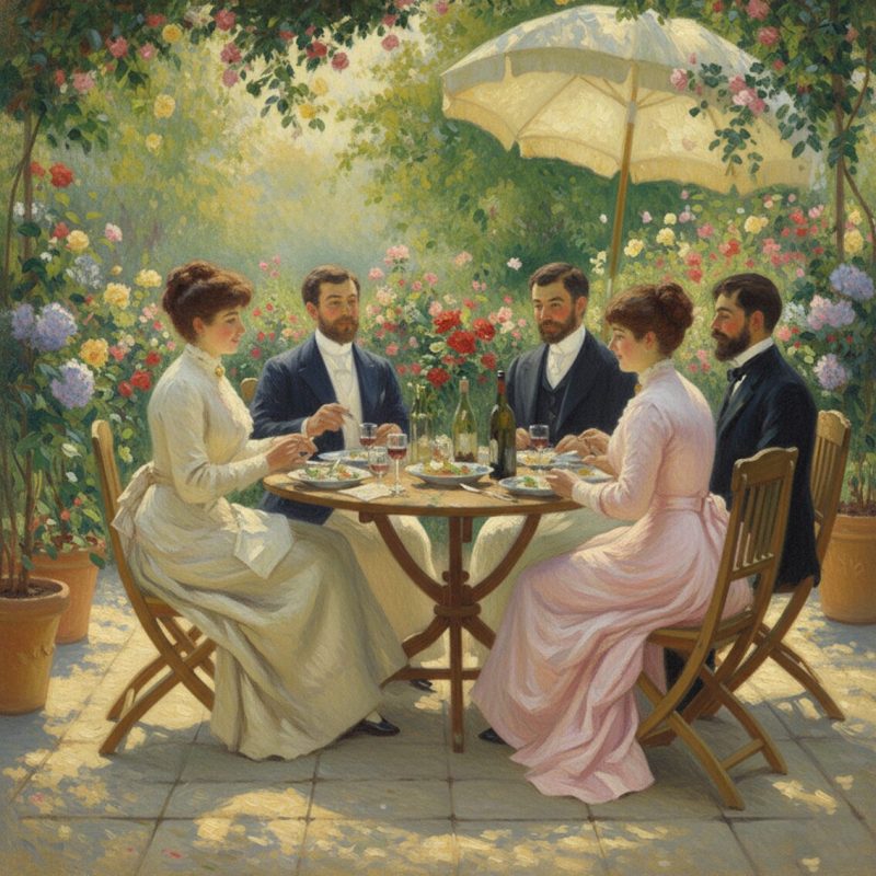 Beszélgetés a teraszon vászonkép