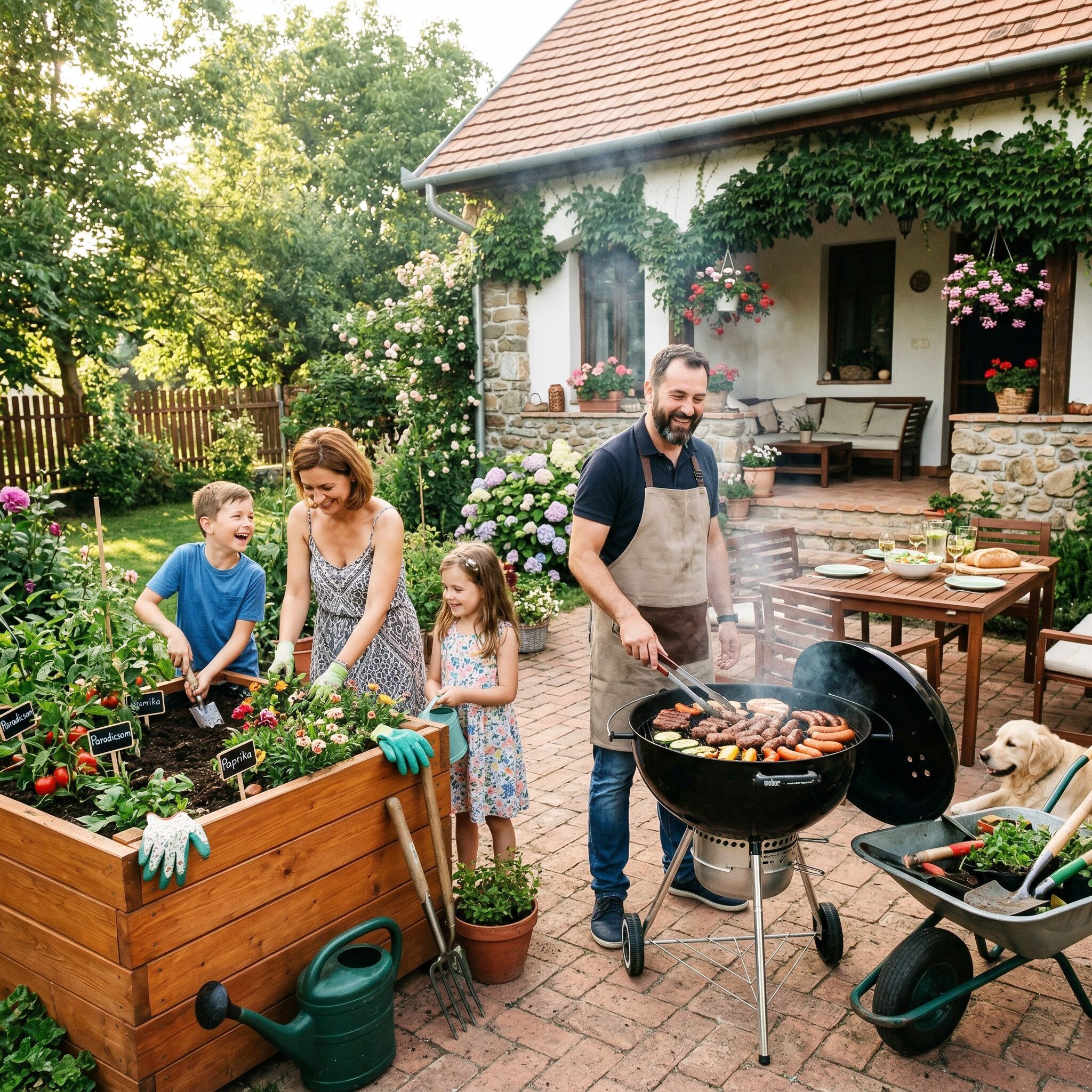 Vászonkép családi grillezés