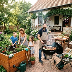 vászonkép nappaliba 1grillezes a kertben